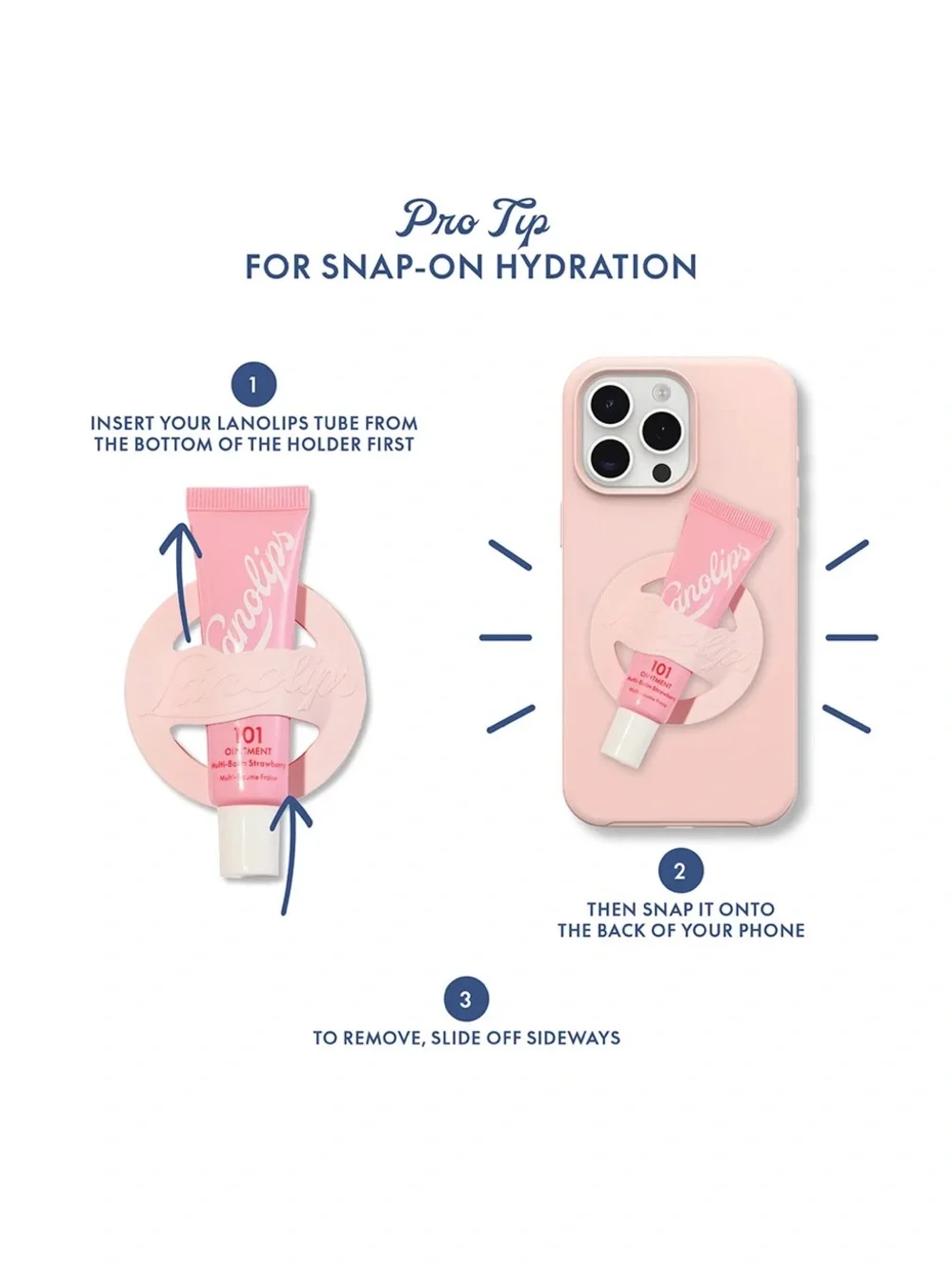 Lanolips Strawberry 101 Ointment & Phone Lip Balm Holder Lipgloss Pink NEW NWT